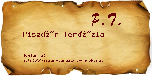 Piszár Terézia névjegykártya